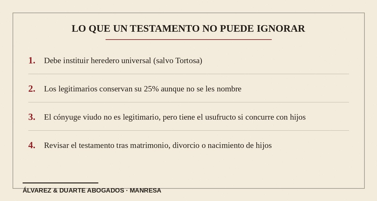 Aspectos clave que debe respetar un testamento en Cataluña, incluida la legítima