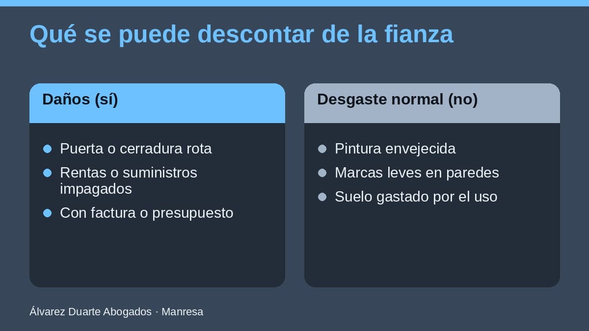 Deducciones permitidas y no permitidas sobre la fianza del alquiler